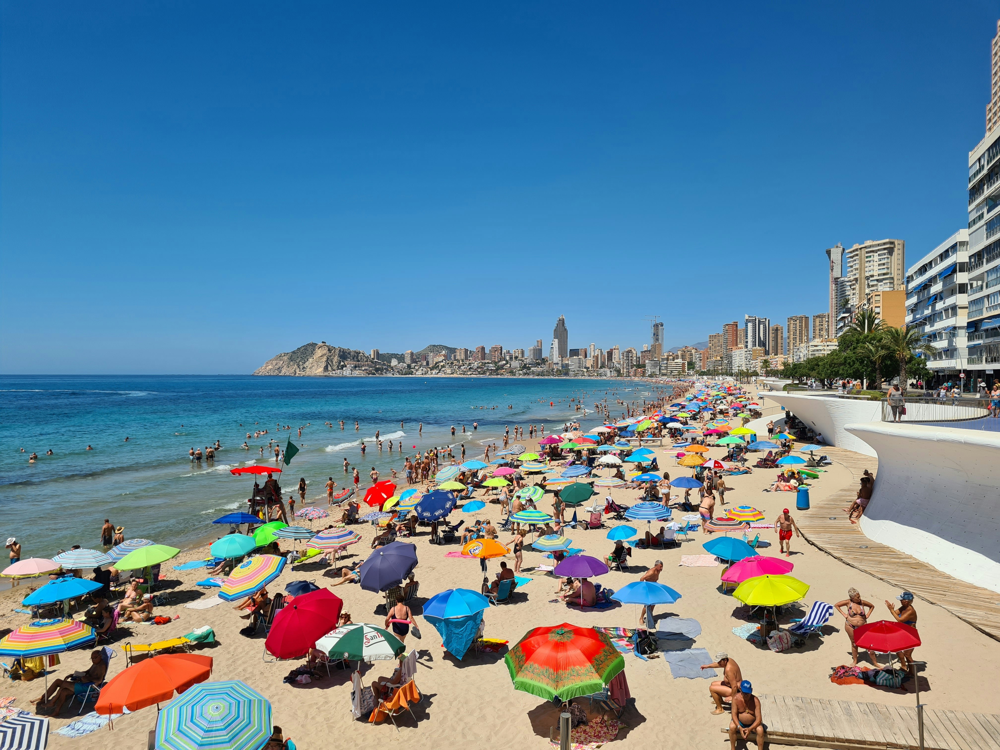 The golden sands of Benidorm beach